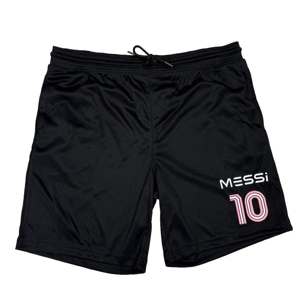 Lionel Messi Collection #10 Miami Athletic Soccer Black Shorts Large NEW